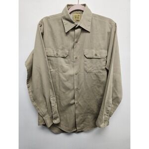 Vintage Sweet Orr Khaki Cotton Polyester‎ Self Press Workwear Shirt 14 - 14 1/2